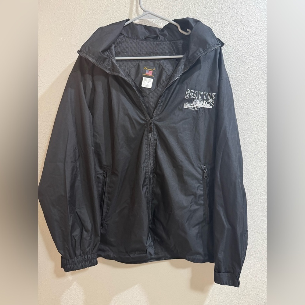 Cheneral Seattle Embroidered -black Zip Up Jacket |medium -Removable Hood USA - Picture 2 of 12